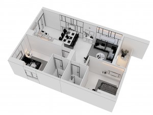 modern cutaway apartment 3D Model
