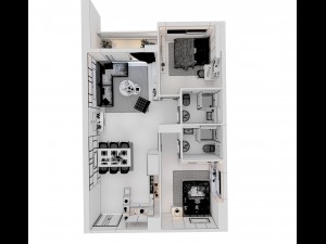 modern cutaway apartment 3D Model