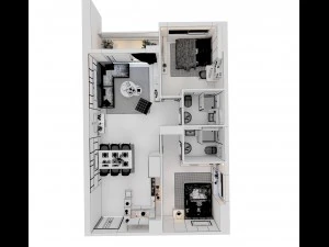 modern cutaway apartment 3D Model