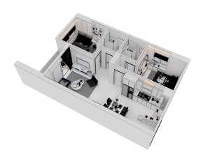 modern cutaway apartment 3D Model