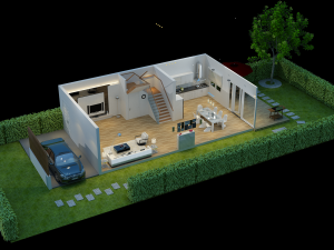 cutaway modern house full furnitures Model 3D