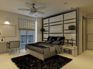 cutaway modern house full furnitures Model 3D