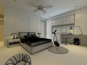 cutaway modern house full furnitures Model 3D