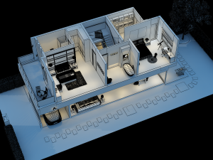 cutaway modern house full furnitures Model 3D