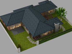 cutaway modern house full furnitures 3D Model