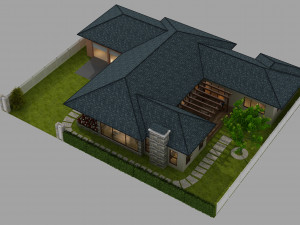 cutaway modern house full furnitures 3D Model
