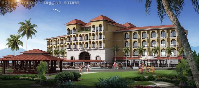 resort urban near the beach 3Dモデル .c4d .max .obj .3ds .fbx .stl .blend 
