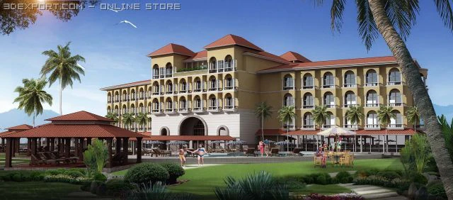 resort urban near the beach 3D Model .c4d .max .obj .3ds .fbx .stl .blend 