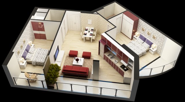 detailed house interior 5 Modelo 3D .c4d .max .obj .3ds .fbx .stl .blend 