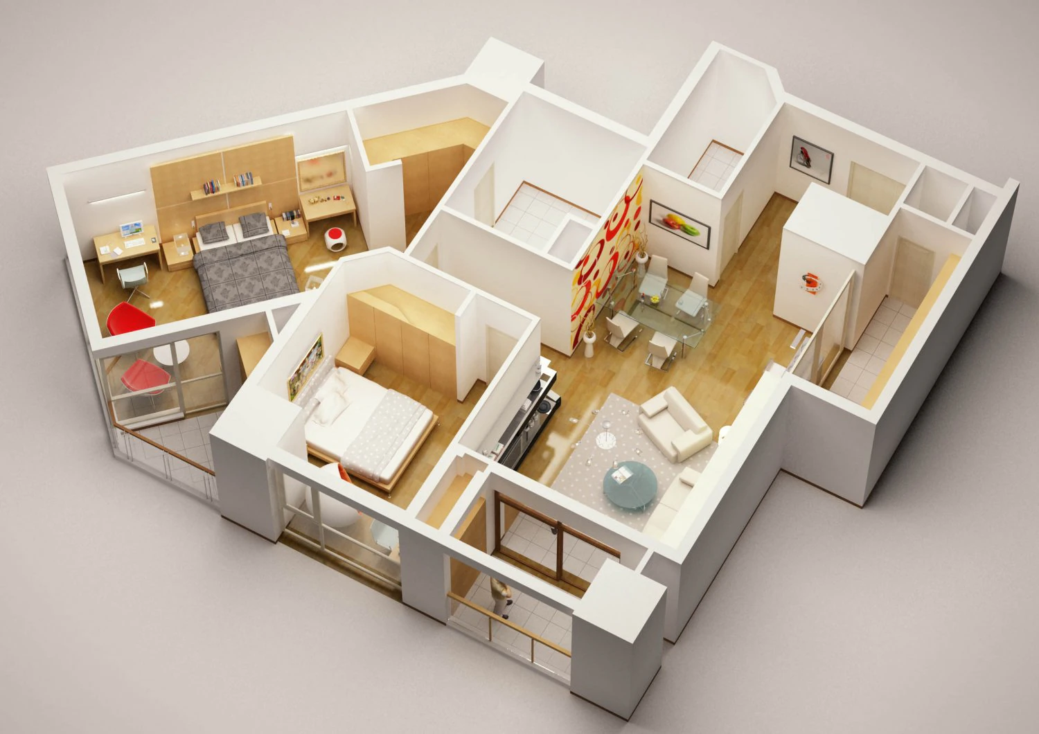 detailed house interior 3 3D Model .c4d .max .obj .3ds .fbx .stl .blend 
