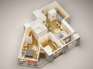 detailed house interior 3 3D Model