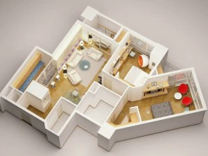 detailed house interior 3 3D Model