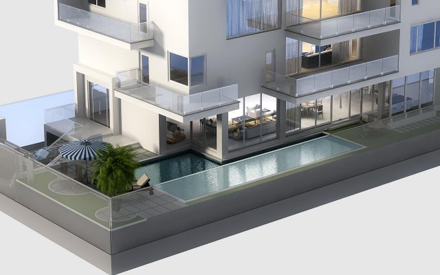 luxury contemporary house with pool Model 3D .c4d .max .obj .3ds .fbx .stl .blend 