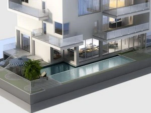 luxury contemporary house with pool 3D Model