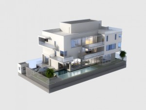 luxury contemporary house with pool Model 3D