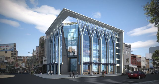 detailed cinema building 3D Model .c4d .max .obj .3ds .fbx .stl .blend 