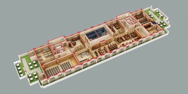 detailed office building interior scenes 3Dモデル .c4d .max .obj .3ds .fbx .stl .blend 