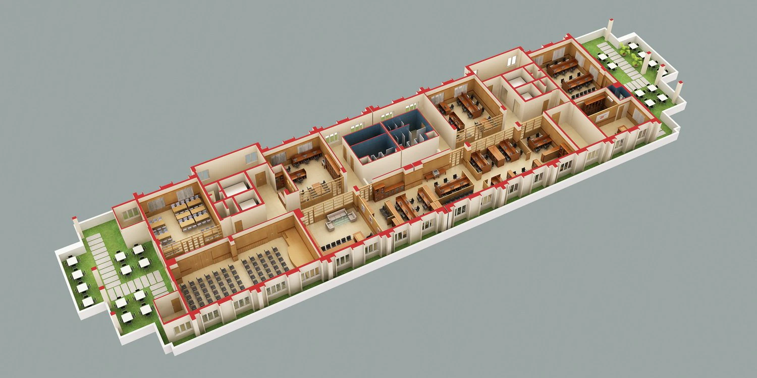 detailed office building interior scenes 3D Model .c4d .max .obj .3ds .fbx .stl .blend 
