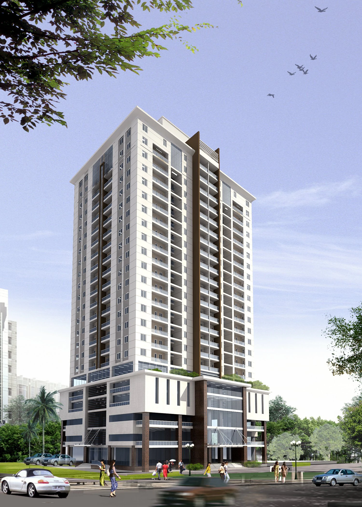 detailed high rise building 3D Model .c4d .max .obj .3ds .fbx .stl .blend