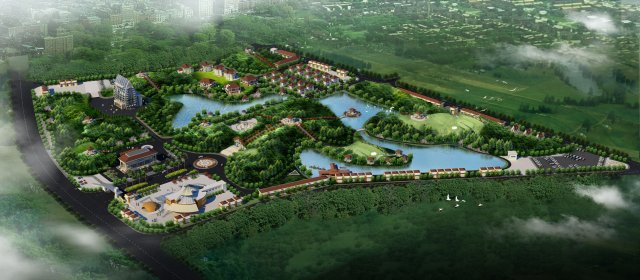 resort urban with lake 3D Model .c4d .max .obj .3ds .fbx .stl .blend 