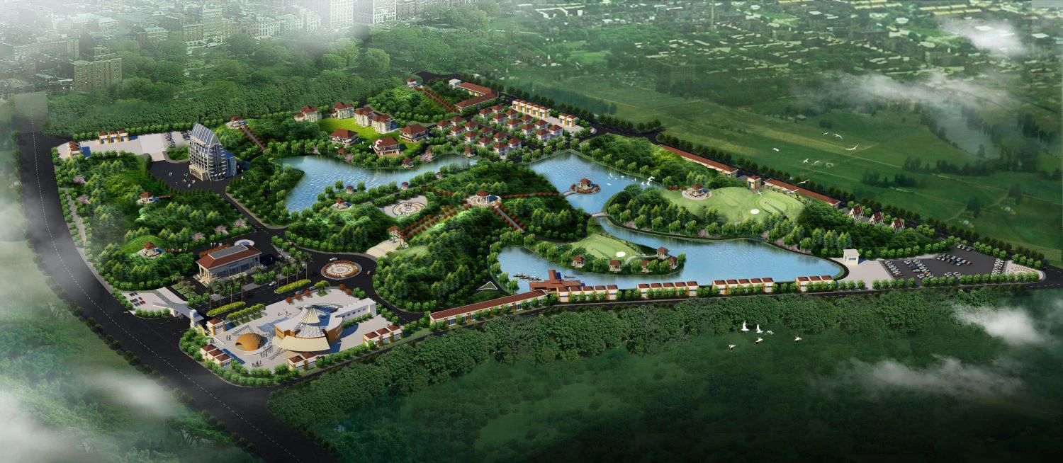 resort urban with lake 3D Model .c4d .max .obj .3ds .fbx .stl .blend 