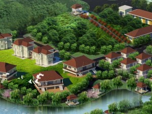 resort urban with lake 3D Model