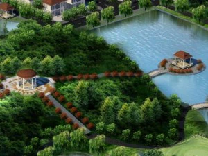 resort urban with lake 3D Model