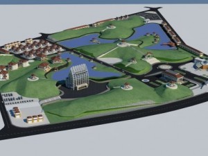 resort urban with lake 3D Model