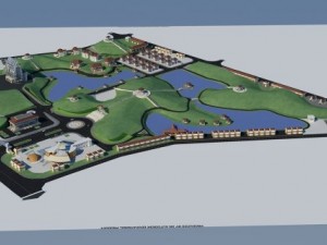 resort urban with lake 3D Model
