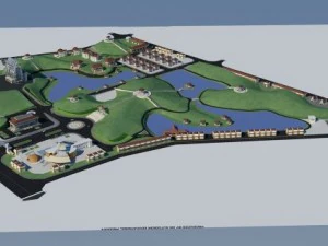resort urban with lake 3D Model
