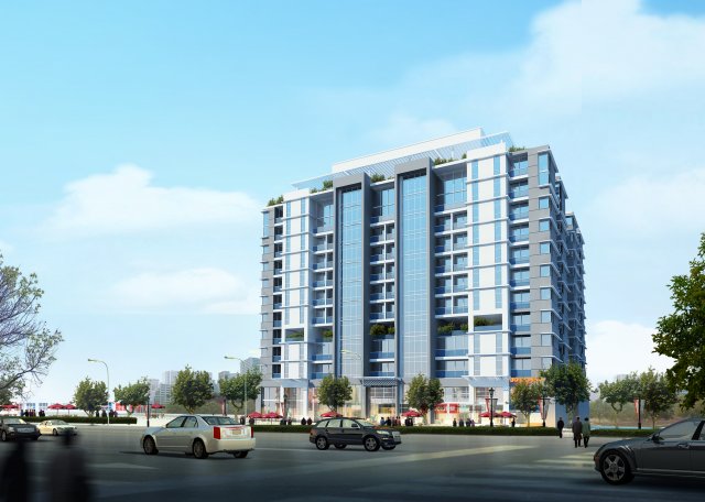 detailed high rise building 3D Модель .c4d .max .obj .3ds .fbx .stl .blend 