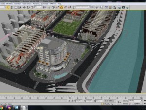 resort urban with lake Modello 3D