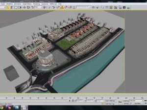 resort urban with lake Modello 3D