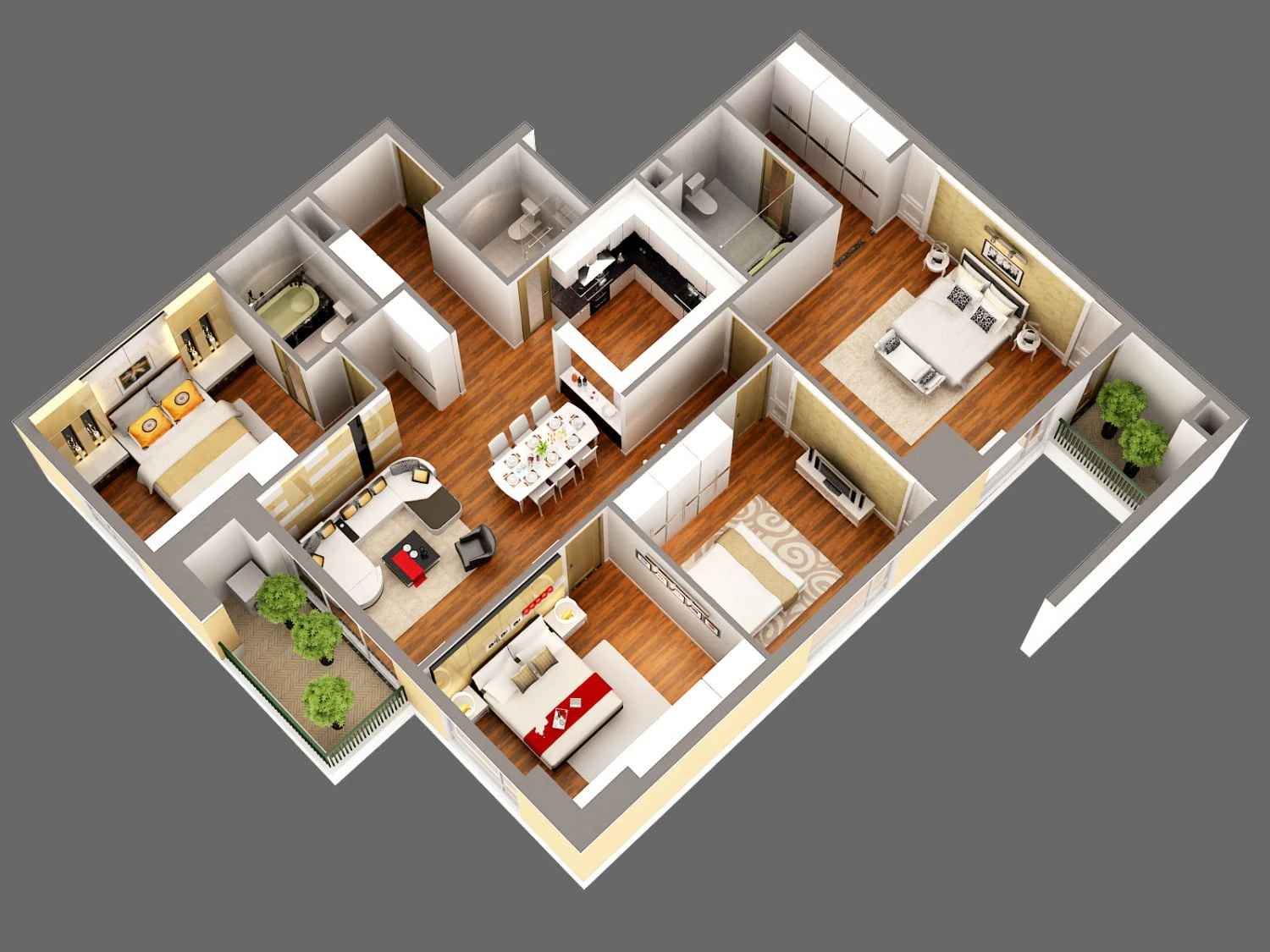 detailed house cutaway view 3D Model .c4d .max .obj .3ds .fbx .stl .blend 