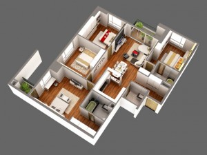 detailed house cutaway view 3D Model
