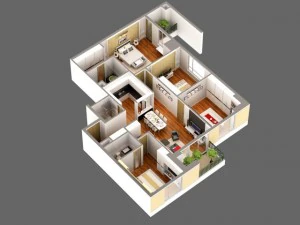 detailed house cutaway view 3D Model