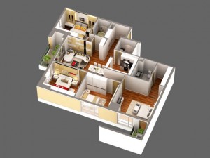 detailed house cutaway view 3D Model