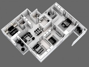 detailed house cutaway view 3D Model