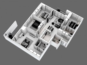 detailed house cutaway view 3D Model