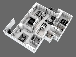 detailed house cutaway view 3D Model