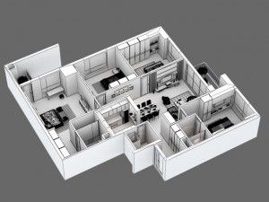 detailed house cutaway view 3D Model