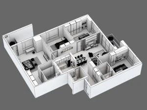 detailed house cutaway view 3D Model
