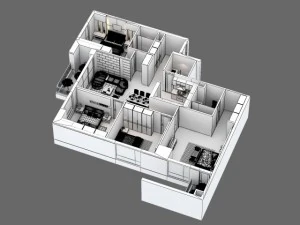 detailed house cutaway view 3D Model