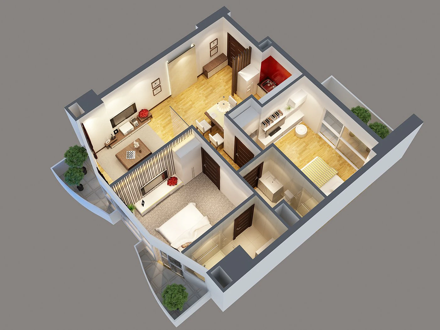 detailed interior apartment 3D Model .c4d .max .obj .3ds .fbx .stl .blend 