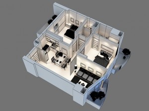 detailed interior apartment 3D Model