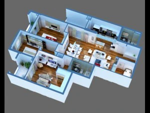 detailed house cutaway 3D Model