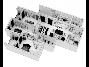 detailed house cutaway Model 3D