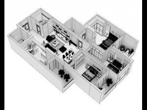 detailed house cutaway Model 3D