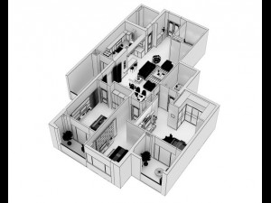 detailed house cutaway Model 3D