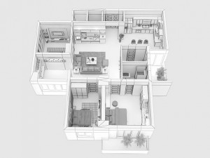detailed house cutaway view 4 3D Model